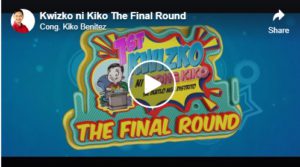 The First KWIZKO ni Cong Kiko just ended with 3 Victors championiong the cause of Education! Congratulations! 2nd Runner up- Ranaelah Gamboa Rafael B. Lacson MHS 1st Runner up-Anika Hinolan Doña Montserrat Lopez MHS Champion-Chester M. Abanggan Negros Occidental National Science HS Thank you to our Project Partners: TUPV, UPV, DepEd of Silay and Negros Occidental, LGUs of Silay, Talisay, Victorias, Murcia and EB Magalona SEE YOU IN KWIZKO NI KIKO Season 2!