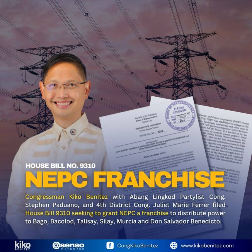 Congressman Kiko Benitez, Reps. Paduano, Ferrer Filed filed House Bill 9310