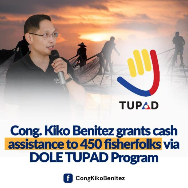 Cong. Kiko Benitez garns cash assistance to 450 fisherfolks via DOLE TUPAD Program